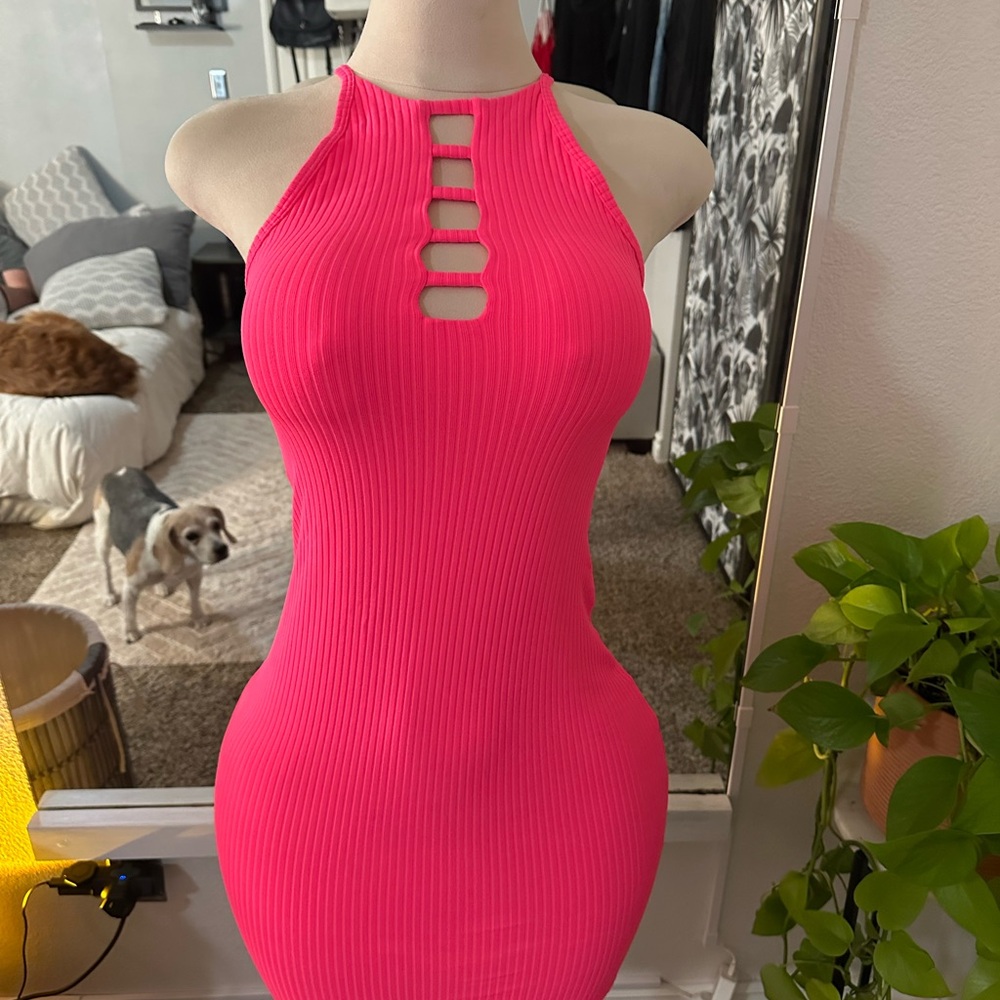 Pink Sleeveless Bodycon Dress
